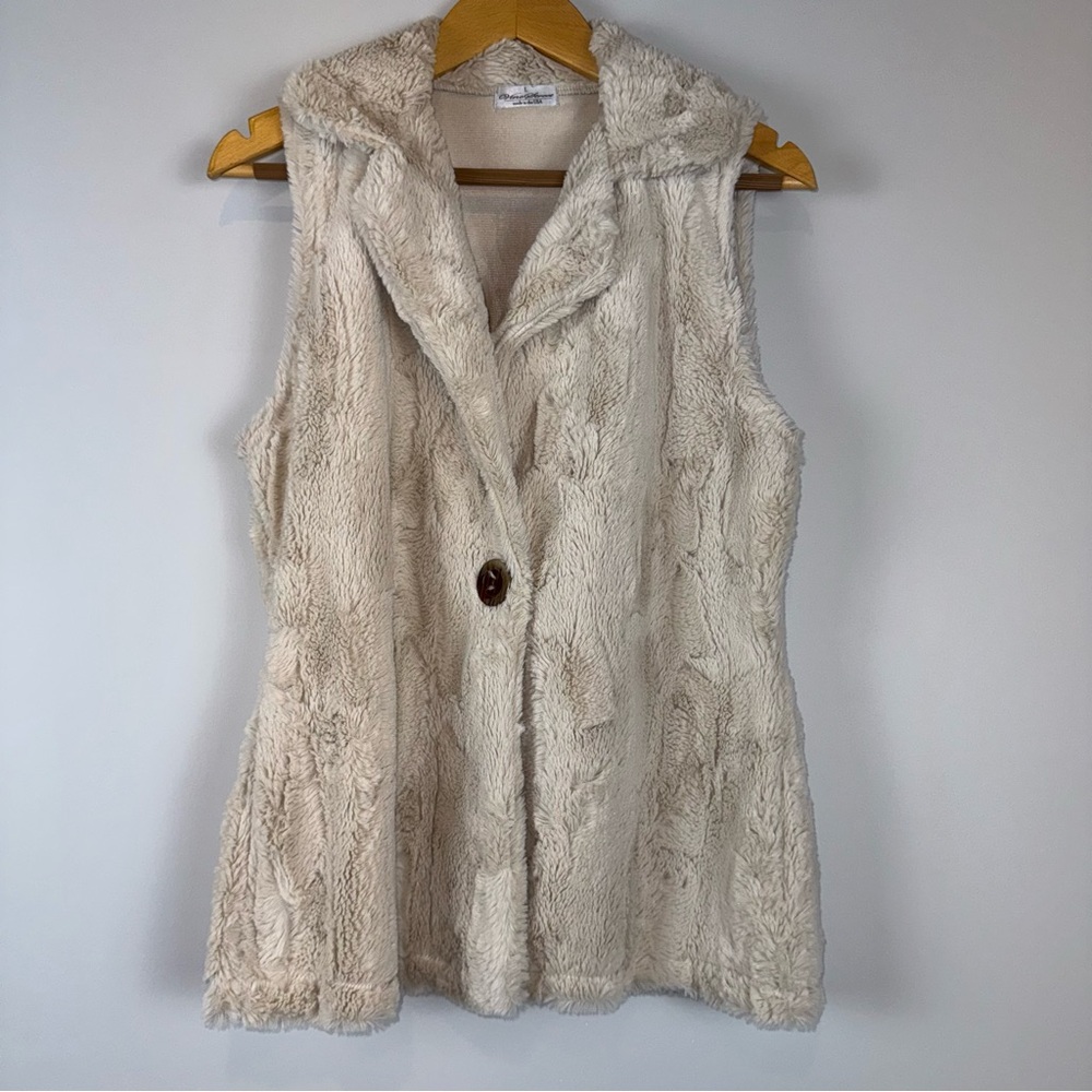 Vine Street | Soft Plush Beige Faux Fur Vest | Size L